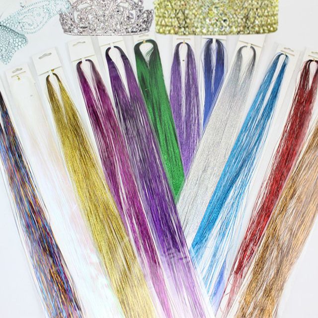 600pcs rainbow color synthetic girl headwear laser tinsel false hair extension bling decoration glitter strips party от DHgate WW