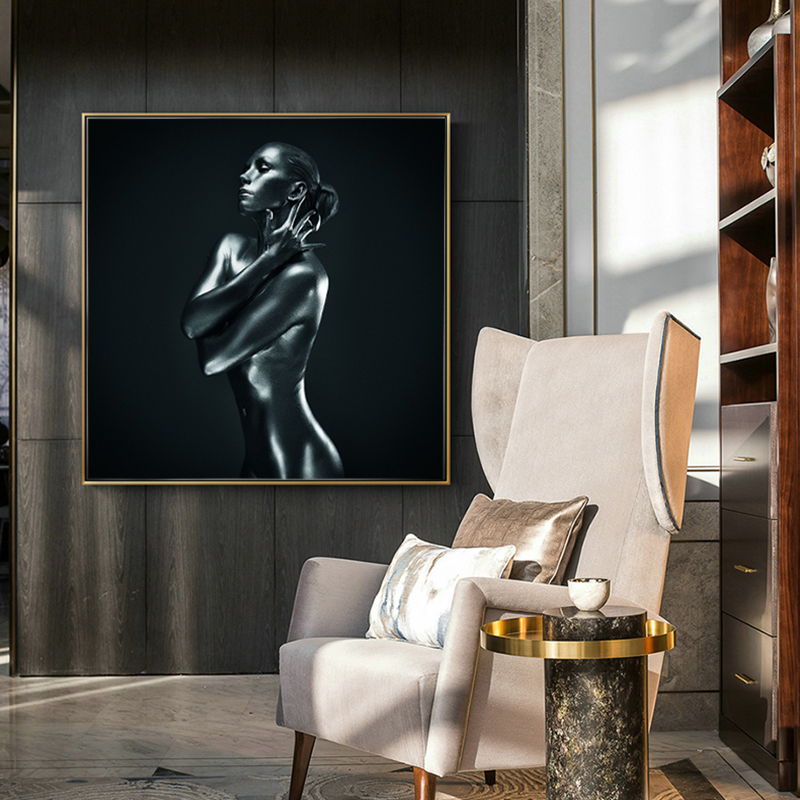 Black Girl Nude Art Canvas Painting Wall Art Prints and Posters for Living Room Modern Figure Decorative Paintings
