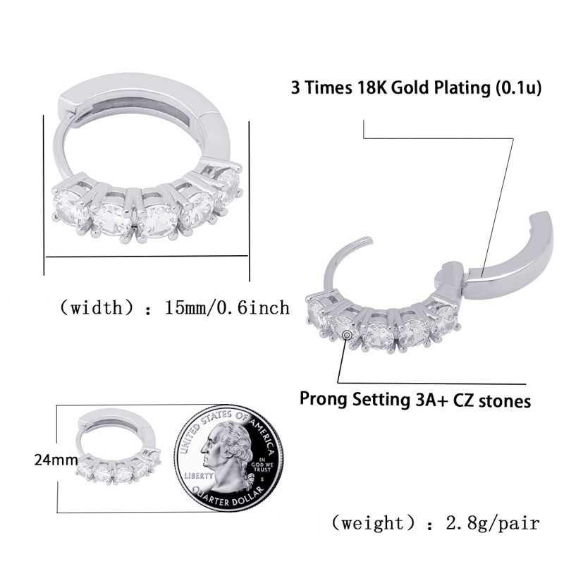 Micro Pave CZ Round Stud EarringHip Hop Gold Silver Fashion Earrings Iced Out Diamond Hoop Earring Hip Hop Rock Jewelry For Men Wo