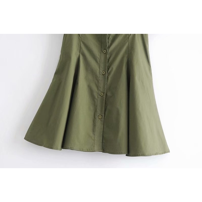 Elegant Women Green V-Neck Dresses Fashion Ladies Pocket Sashes Vestidos Streetwear Female Chic Puff Sleeve Mini Dress 210527