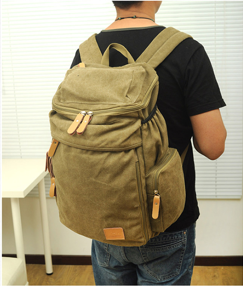 Canvas Fashion Men Backpack Canvas male School Bag Travel Backpack Rucksack