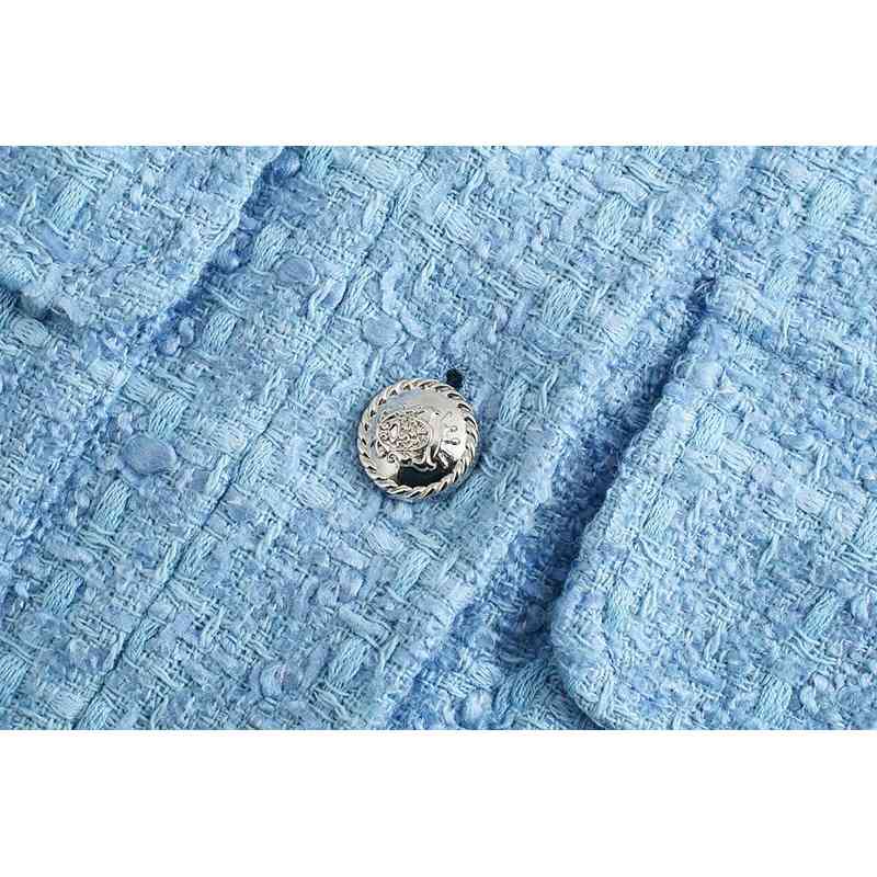 Tweed Women Elegant Short Jackets Spring-Autumn Fashion Ladies Soft Patchwork Coats Vintage Female Chic Outerwear Girl 210430