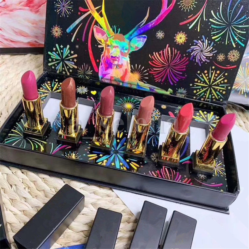 6pcs Matte Lipstick set Box Firework Lip stick 6 Colors Nude Red sticks Lips Makeup Kit Gift Bag, Mixed color with logo
6pcs Matte Lipstick set Box Firework Lip stick 6 Colors Nude Red sticks Lips Makeup Kit Gift Bag, Mixed color with logo