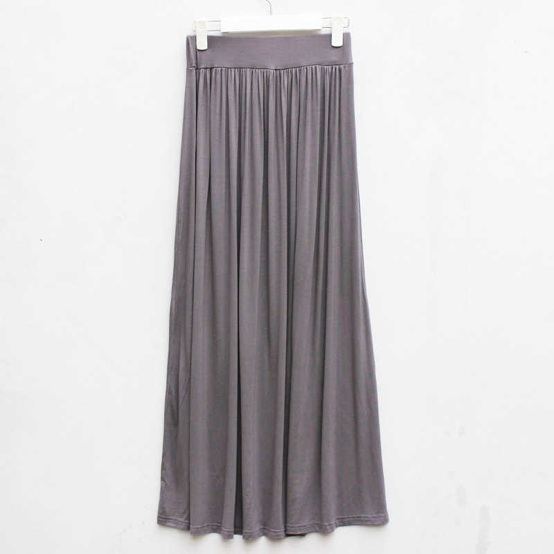 Sanishroly Women Long Pleated Skirts Summer Autumn Elastic High Waist Modal Female Big Swing Maxi Saia Plus Size 587 210621