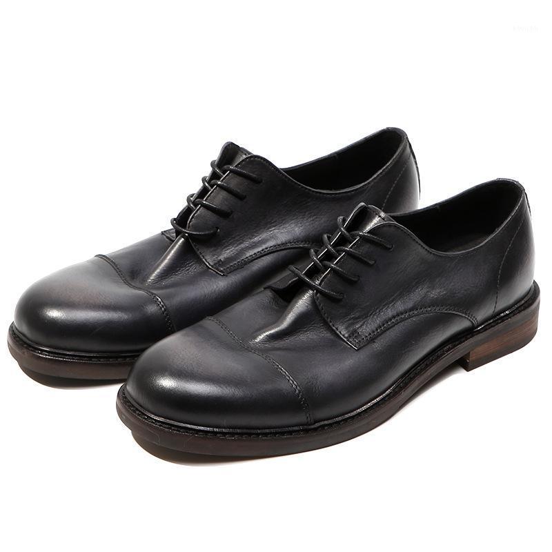 Dress Shoes England Style Winter Men Round Toe Outdoor Work Handmade Wedding Genuine Leather Formal