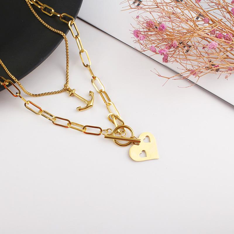 Pendant Necklaces Golden Anchor Heart-shaped Multilayer Necklace Stainless Steel Love Holiday Travel Beach Couple Jewelry Gift
Pendant Necklaces Golden Anchor Heart-shaped Multilayer Necklace Stainless Steel Love Holiday Travel Beach Couple Jewelry Gift