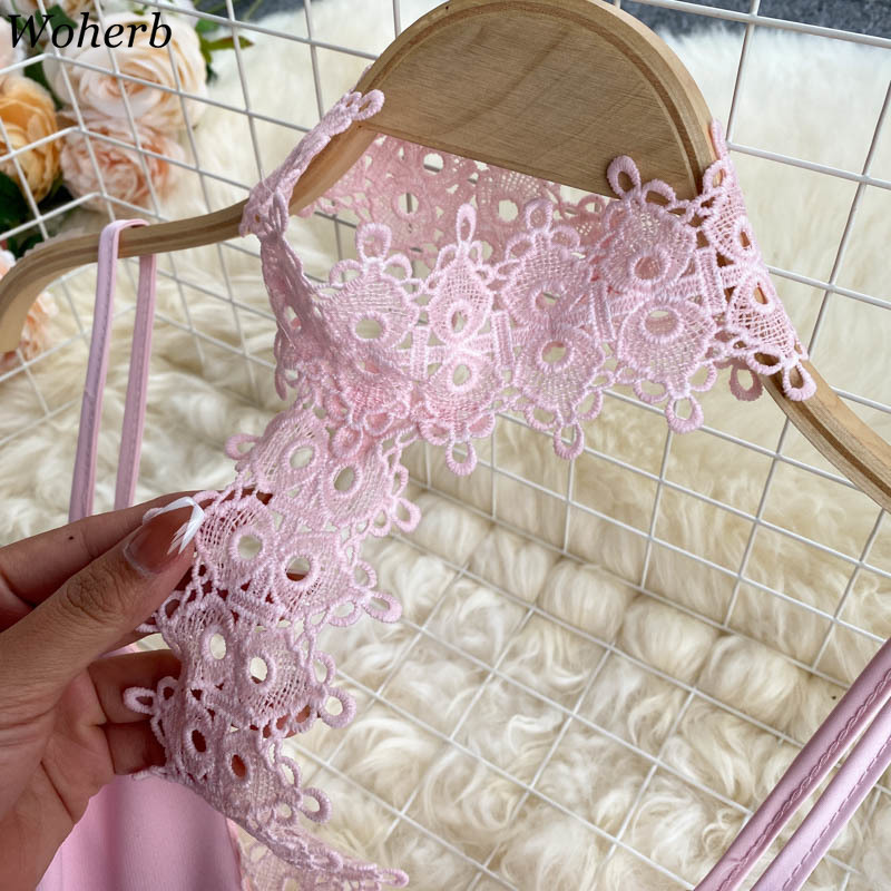 Women Elegant Halter Dress Vestidos Summer Vintage Puff Sleeve A Line Evening Party Dresses Ladies Lace Robe 210519