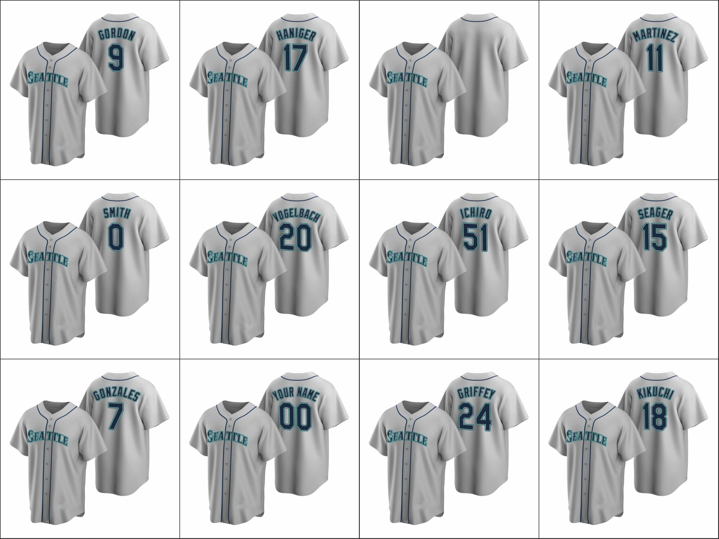 SeattleMariners #24 Ken Griffey Jr. 11 Edgar Martinez 51 Ichiro Suzuki Men Women Youth Custom GrayReplicaRoad Jersey, Black
SeattleMariners #24 Ken Griffey Jr. 11 Edgar Martinez 51 Ichiro Suzuki Men Women Youth Custom GrayReplicaRoad Jersey, Black