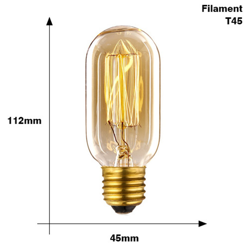 Special lighting Filament Straight Firework Art light bulb vintage Edison lamp E27 Halogen Bulbs Free Ship T45-12; D1.0