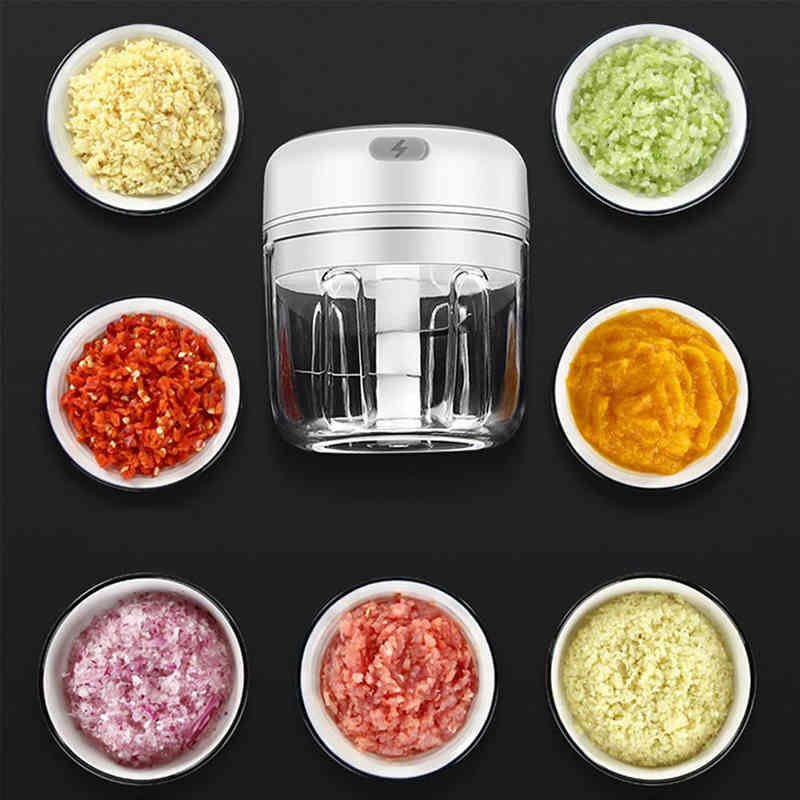 100/250ml Electric Garlic Masher Mini USB Wireless Press Mincer Sturdy Vegetable Chili Meat Grinder Food Chopper Kitchen Gadget