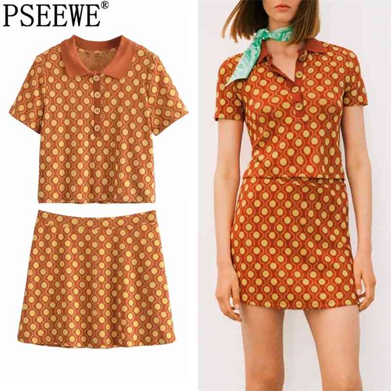 Women Sets Knitted Skirt Suits Geometric Print Polo Shirt Set Woman 2 Pieces Summer Mini Vacation Outfits 210519, Blue
Women Sets Knitted Skirt Suits Geometric Print Polo Shirt Set Woman 2 Pieces Summer Mini Vacation Outfits 210519, Blue