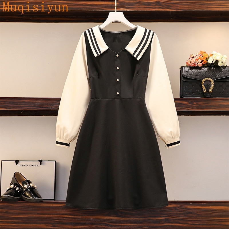 Women's Dress Spring Long Sleeves Patchwork A Line Casual Female es -4XL 210428, Beige
Women's Dress Spring Long Sleeves Patchwork A Line Casual Female es -4XL 210428, Beige
