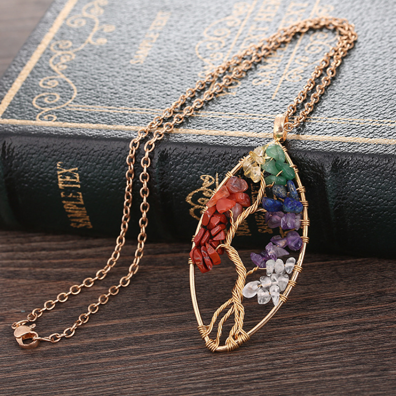 18K Gold Plated Oval Shape Natural Stone The Tree of Life Pendant Necklace Hand Wrapped Fortune Trees Necklaces
18K Gold Plated Oval Shape Natural Stone The Tree of Life Pendant Necklace Hand Wrapped Fortune Trees Necklaces
