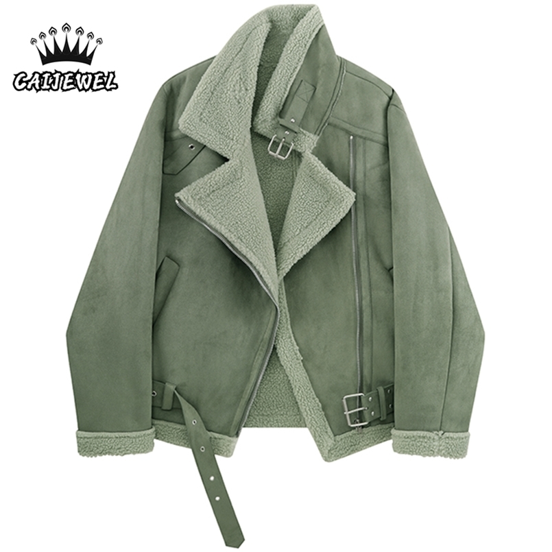 Women's Fur Lamb Plush Jackets Winter Overcoat Streetwear Baggy Thick Warm Female Green TOPs Zipper Cotton Padded Coat Outerwear 211110
Women's Fur Lamb Plush Jackets Winter Overcoat Streetwear Baggy Thick Warm Female Green TOPs Zipper Cotton Padded Coat Outerwear 211110