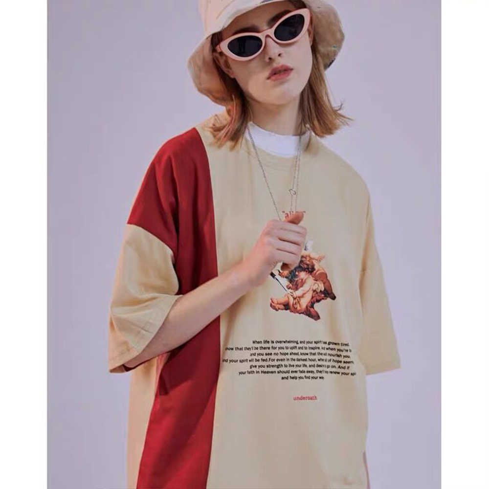 LACIBLE Patchwork Harajuku Men Women T Shirt Hip Hop Streetwear T-Shirt Painting Printed Half Sleeve Loose Short Sleeve Unisex 210623