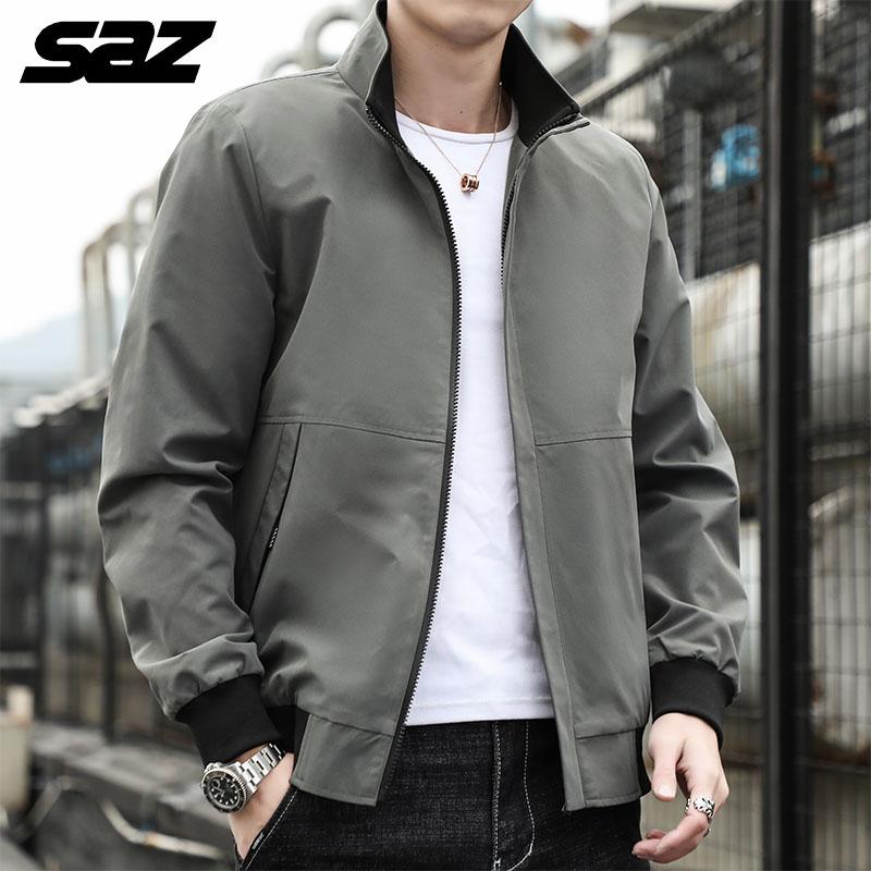 Plus Size Plain Color Breathable Jacket Stripes Print Patch Warm Keep Windproof Men Casual Outdoor Jackets Men's