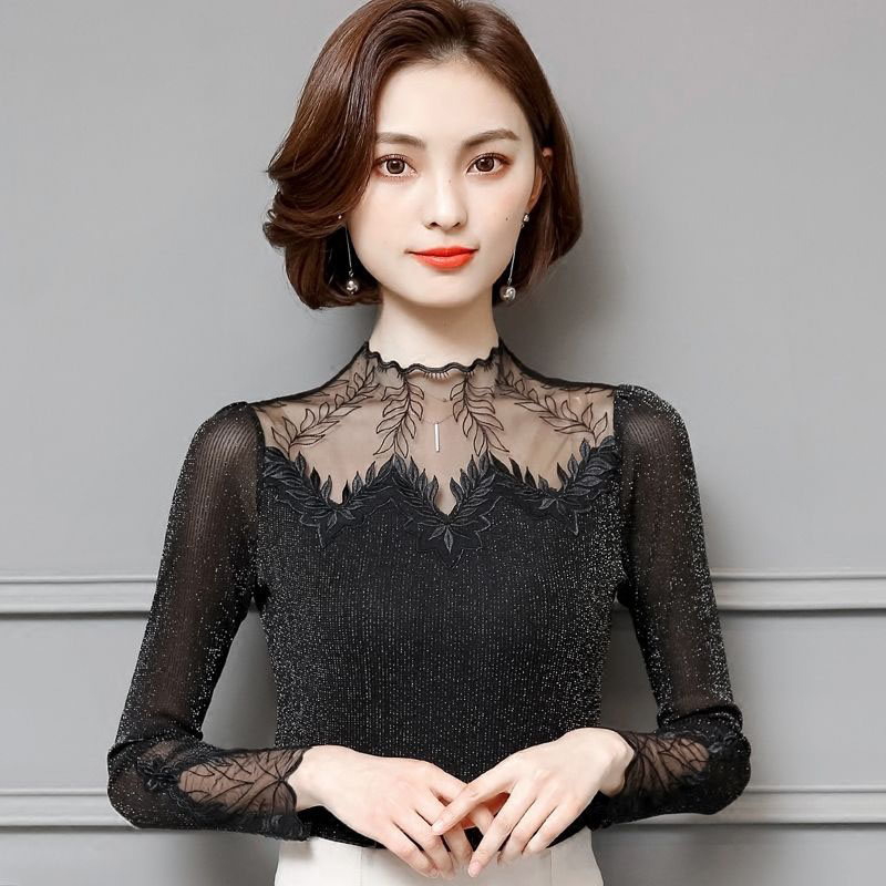 Designs Hollow Out Patchwork Spliced Turtleneck Blusas Lace Blouses Shirts Casual Long Sleeve Tops Women Spring Autumn Style xl, Black
Designs Hollow Out Patchwork Spliced Turtleneck Blusas Lace Blouses Shirts Casual Long Sleeve Tops Women Spring Autumn Style xl, Black