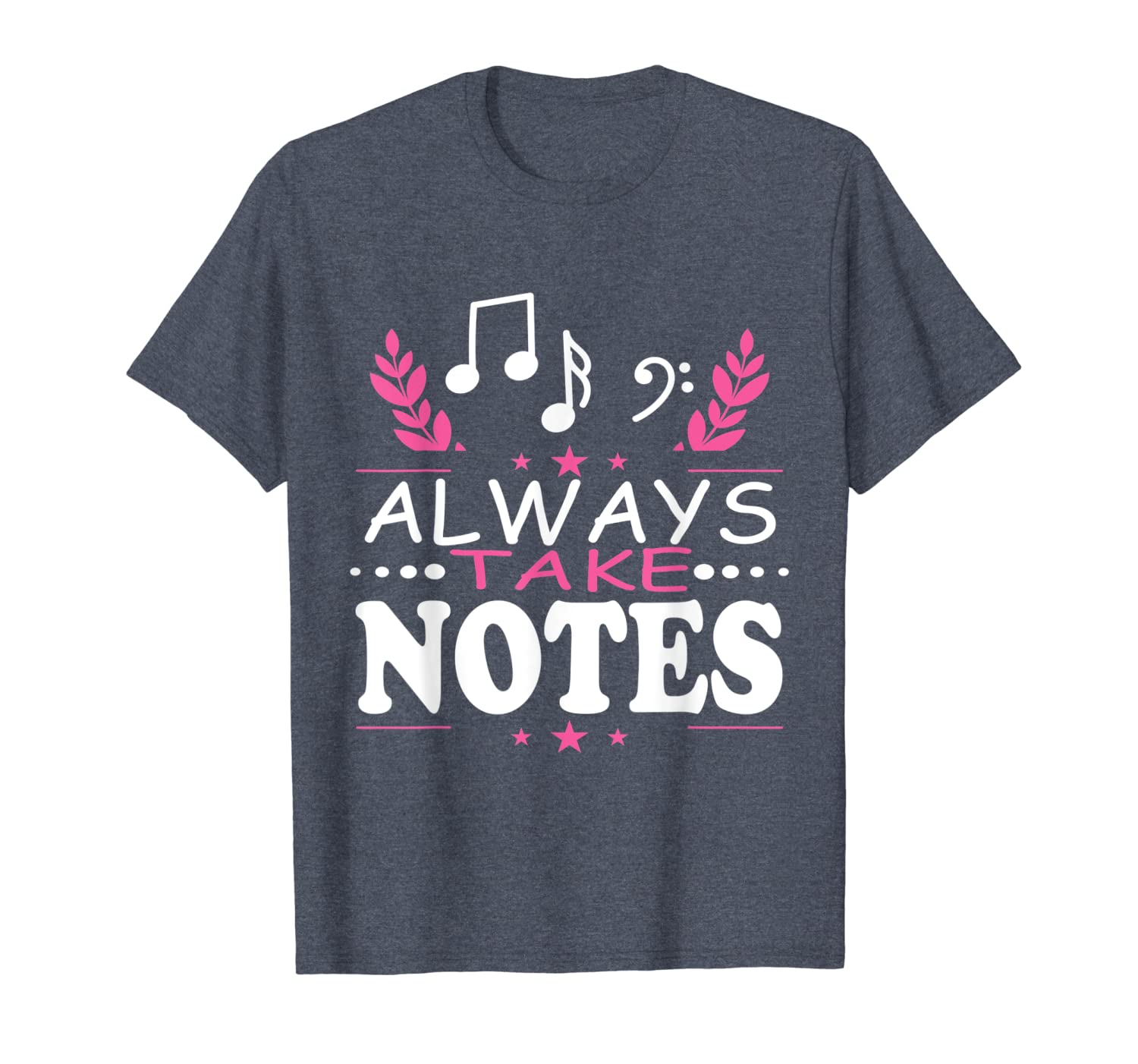 always take notes reading music t-shirt, White;black