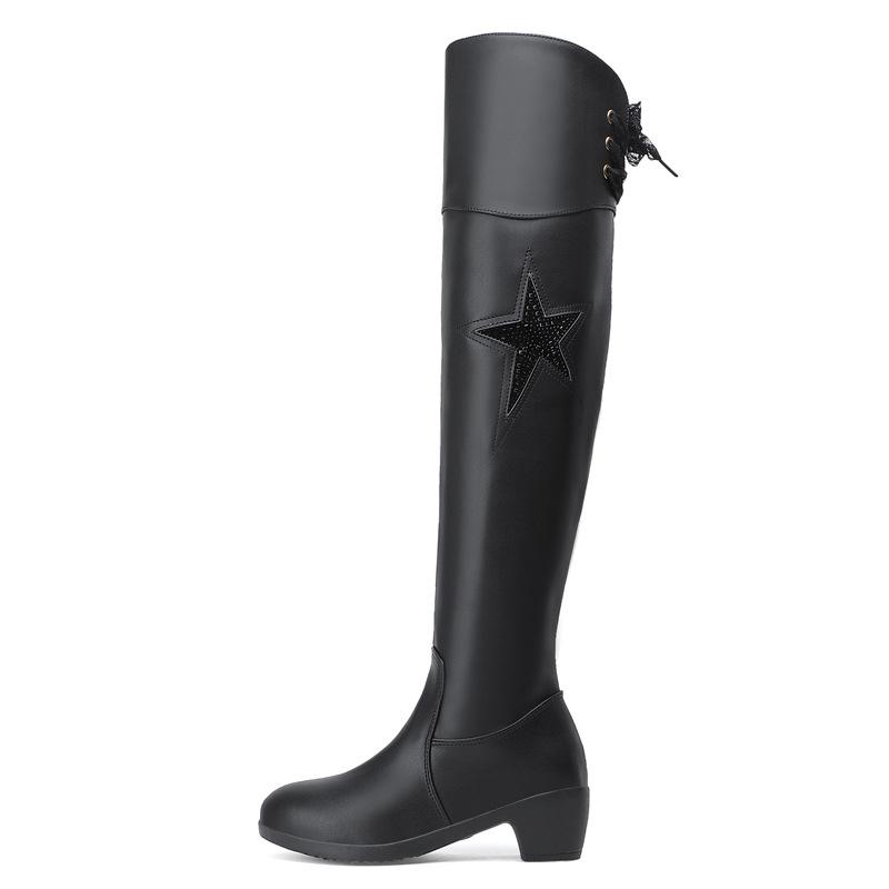 Boots Women's Autumn And Winter 2021 Products Fashion Black Diamond Decoration Comfortable Lining Over The Knee