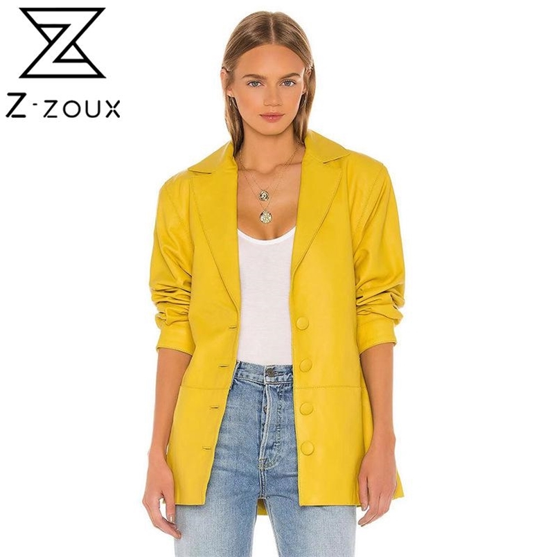 Women Leather Jackets Single Breasted Lace Up Faux PU Blazer Fashion Suit Coat Winter 210513