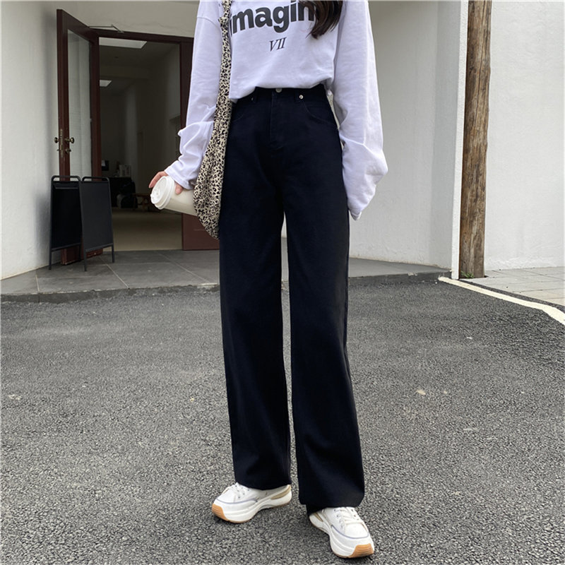 High Waist All Match Hearts Streetwear Women Light Washed Casual Straight Plus Size Denim Pants Loose Wild Trousers 210421