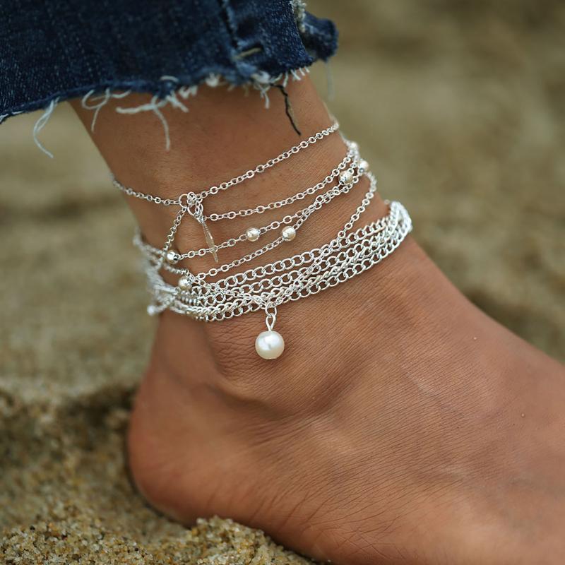 Anklets Multi Layer Women Ankle Bracelet Sterling Silver Anklet Foot Chain Boho Beads For Beach Accessories Gift, Red;blue
Anklets Multi Layer Women Ankle Bracelet Sterling Silver Anklet Foot Chain Boho Beads For Beach Accessories Gift, Red;blue