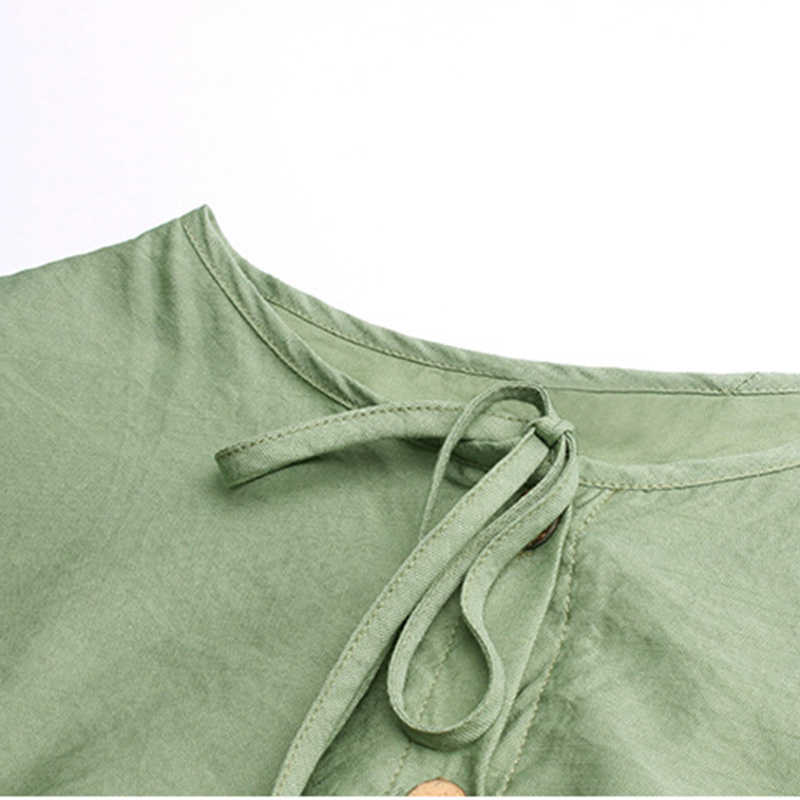 Spring Summer Women's Dress Casual cotton V-neck buttons 3/4 sleeve long dresses feamle sweet high quality 210524