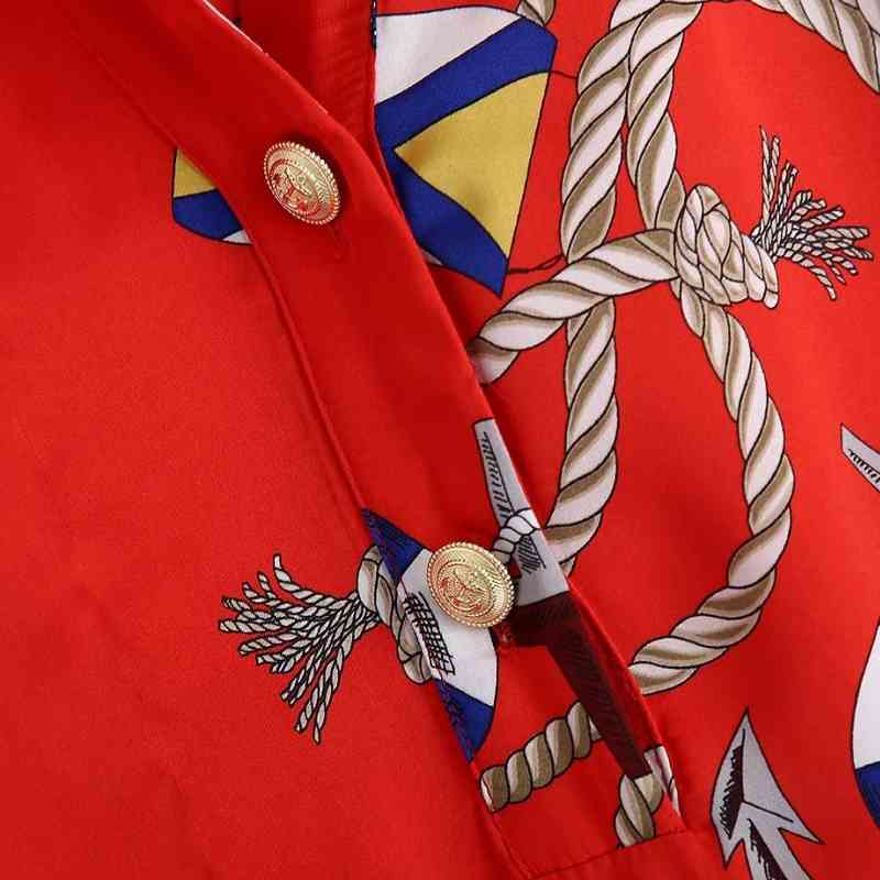 Women Fashion Printing Red Blouse Female V Neck Long Sleeve Shirt Casual Lady Loose Smock Tops Blusas S8752 210430