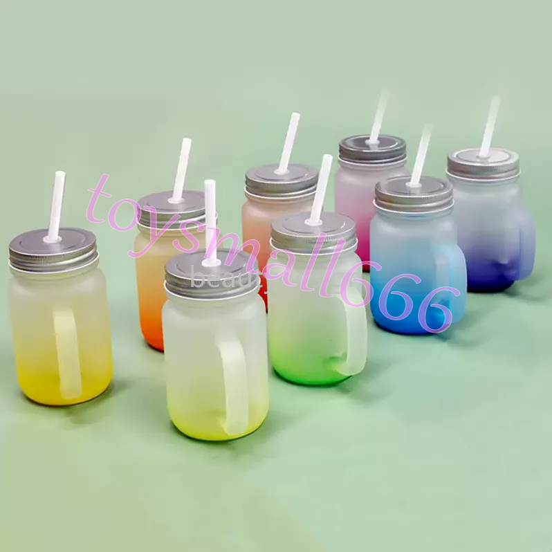 430ml Sublimation Glass Mason Jar with Handle Gradient Glass Tumblers Thermal Transfer Water Bottle Colorful Sublimated Cups sf2b26, As options
430ml Sublimation Glass Mason Jar with Handle Gradient Glass Tumblers Thermal Transfer Water Bottle Colorful Sublimated Cups sf2b26, As options