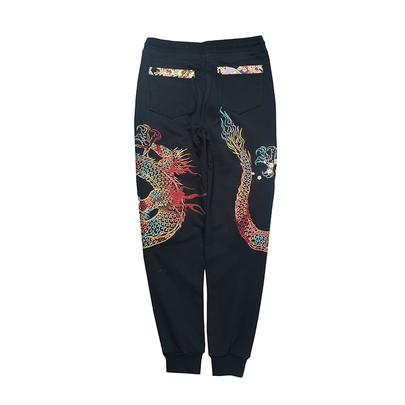 IEFB /men's clothing Autumn sweatpants Chinese dragon embroidered pants fashion streetwear casual drawstring waist pants 9Y3764 210524