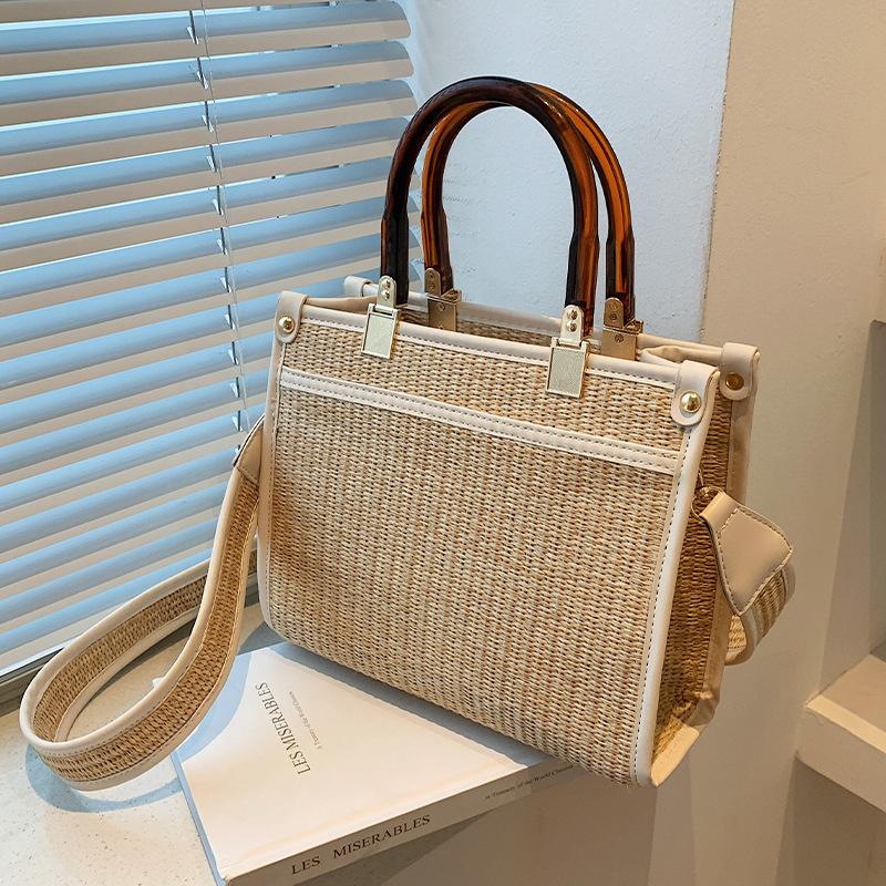 Shoulder Bags Straw Woven Women's Bag Summer Fashion Portable Single Large Capacity Messenger Tote, Beige
Shoulder Bags Straw Woven Women's Bag Summer Fashion Portable Single Large Capacity Messenger Tote, Beige