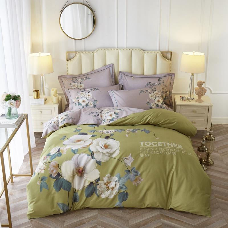 100% Cotton Bedding Set Flower Bed Linen 2021 Bohemia Style Duvet Cover+ Flat Sheet+Pillowcase 4pcs/set Super King Home Sets