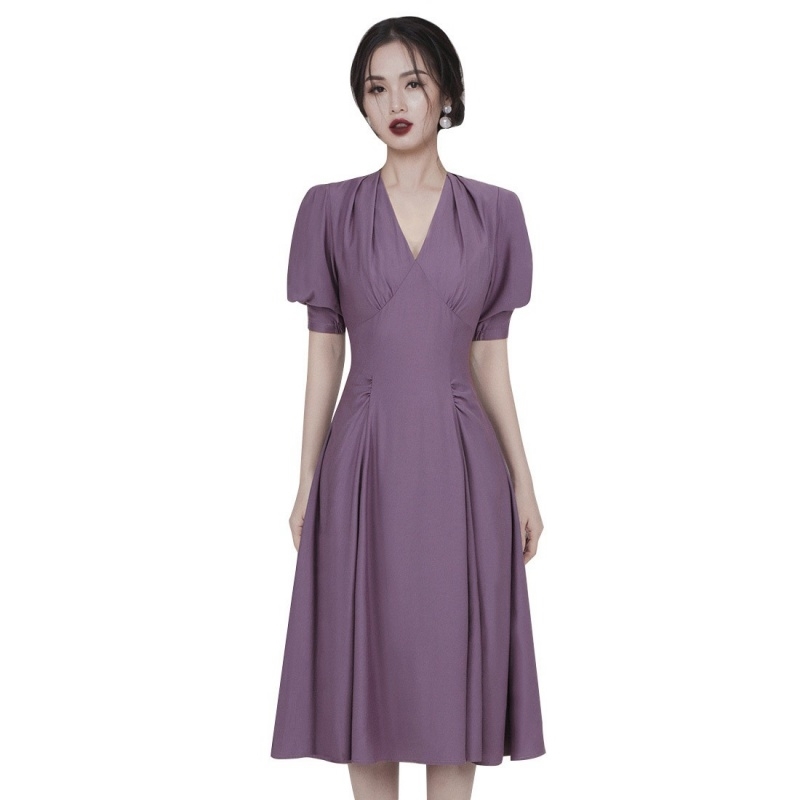 Women's Summer Office Lady Slim Elegant Vintage Dress Sexy V Neck Women Puff Sleeve Purple Vestidos 210520, Photo color
Women's Summer Office Lady Slim Elegant Vintage Dress Sexy V Neck Women Puff Sleeve Purple Vestidos 210520, Photo color