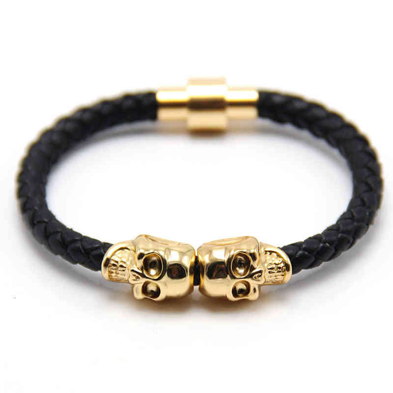 Bangle Charm Bracelets Men's Cowhide Ghost Punk Style High Quality Skull