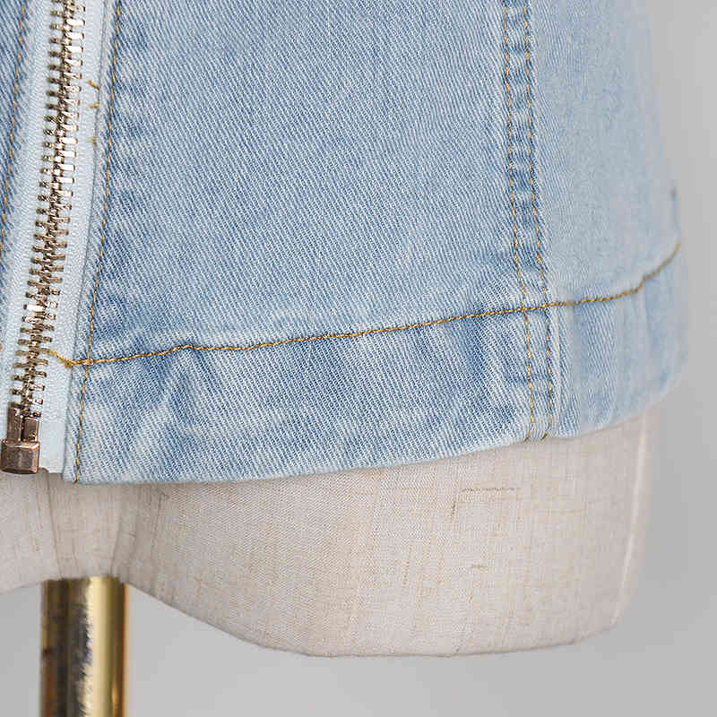 VGH Casual Patchwork Bowknot Denim Shirt For Women Bow Collar Long Sleeve Slim Blouse Female Fashion New Clothing Autumn 210421