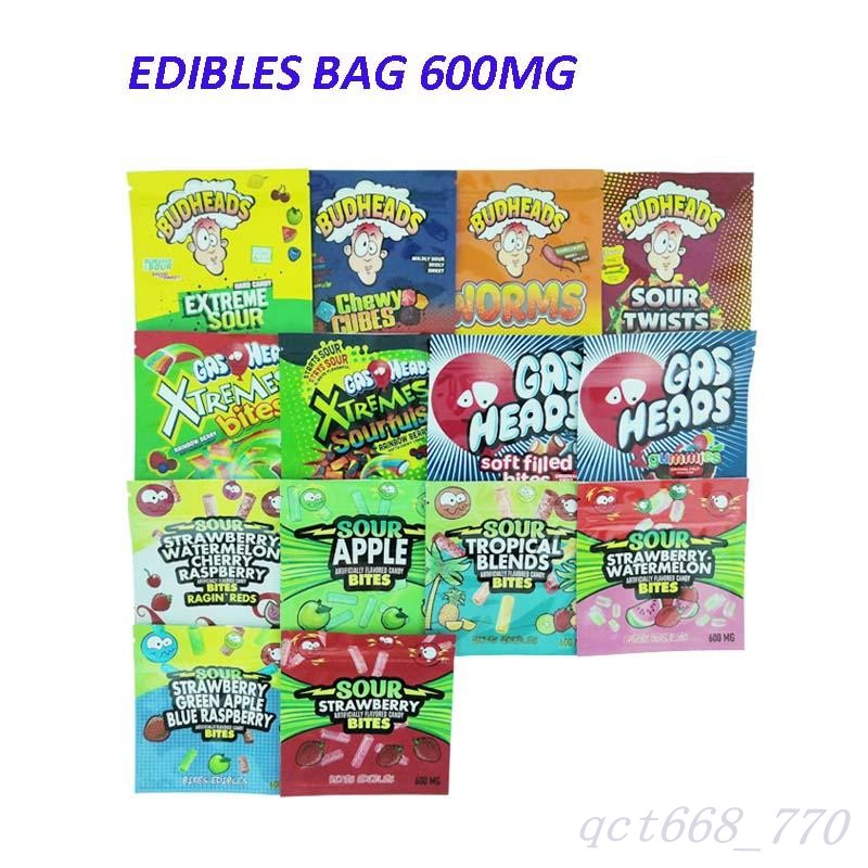 Newest 600mg edibles candy Caribo gusher gummy bags budheads sour edibles packaging cannaburst 420 mylar bag