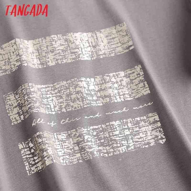 Women Gray Print Cotton T Short Sleeve O Neck Tees Ladies Casual Tee Shirt Street Wear Top 6D09 210416