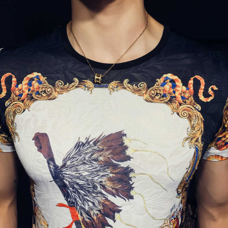 Retro Print T Shirt Men Ice Silk Breathable Short Sleeve Streetwear Tshirt Male Casual T Shirts Camiseta Masculina 210527