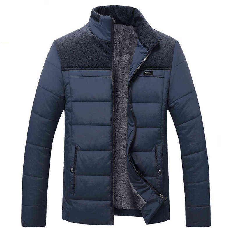 Men Jacket Casual Solid Color Fashion Slim Plus Velvet 's Coat M-4Xl Warm and Windproof High-Quality 211110