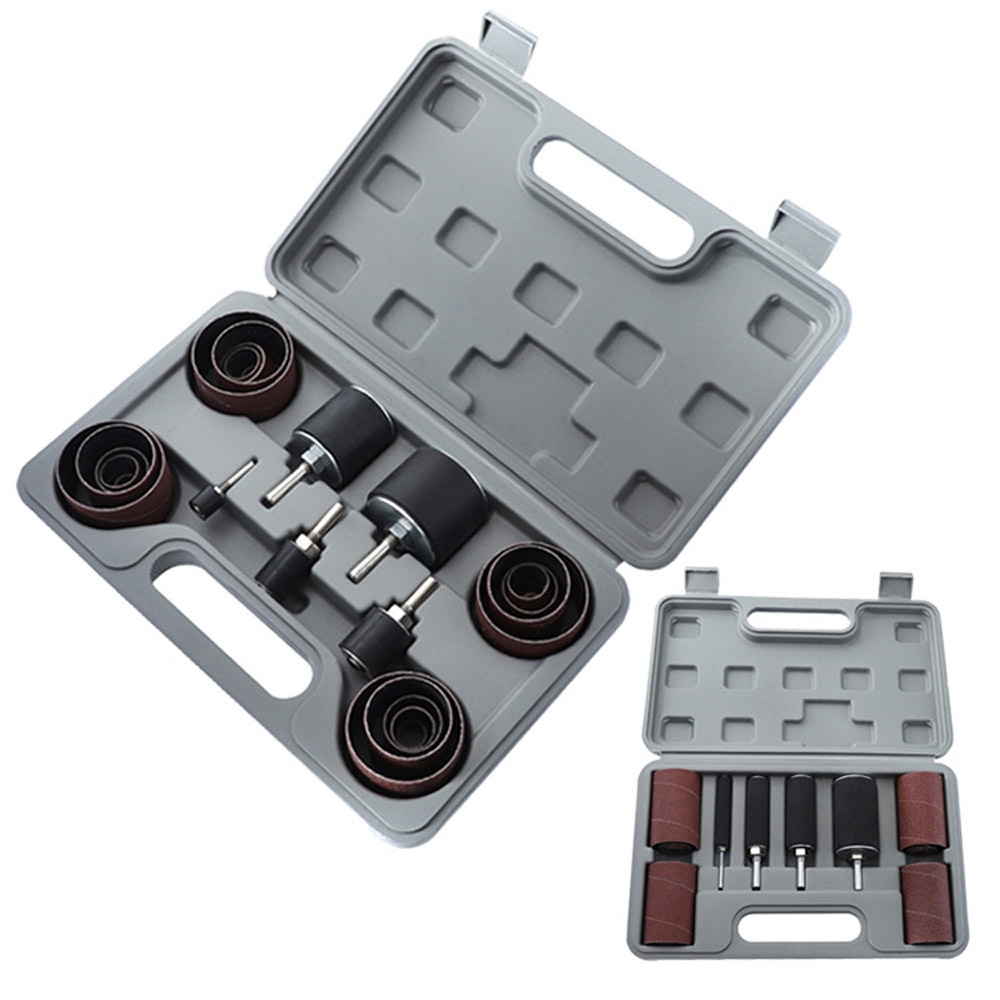Sand Paper Roll Drum Sander Kit Sanding Belt Grit 80 120 Sandpaper Long Short With Spindle Case For Drill Press Rotary Tools