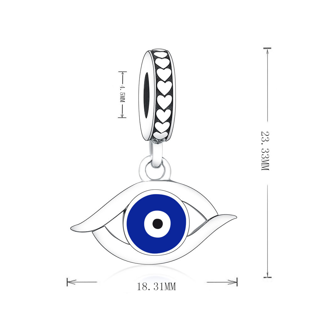 Fit Original Brand Charm Bracelet 925 Sterling Silver Turkish Blue Enamel Evil Eye Watchfull Bead Pendant Berloque