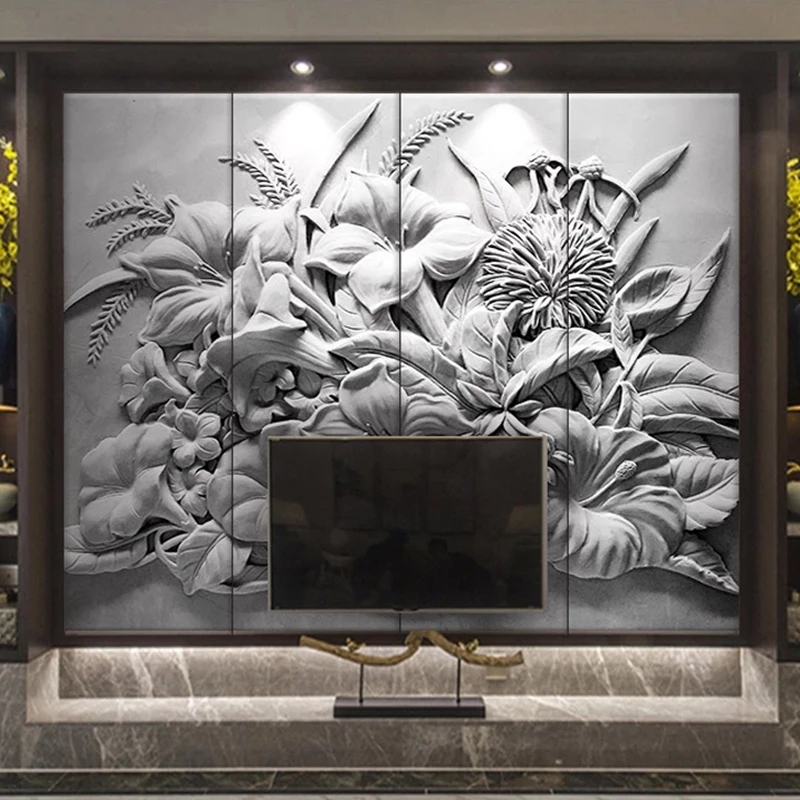 Custom Photo Home Decor 3D Embossed Flower Bedroom Living Room Sofa TV Background Wall Mural Wallpaper Waterproof