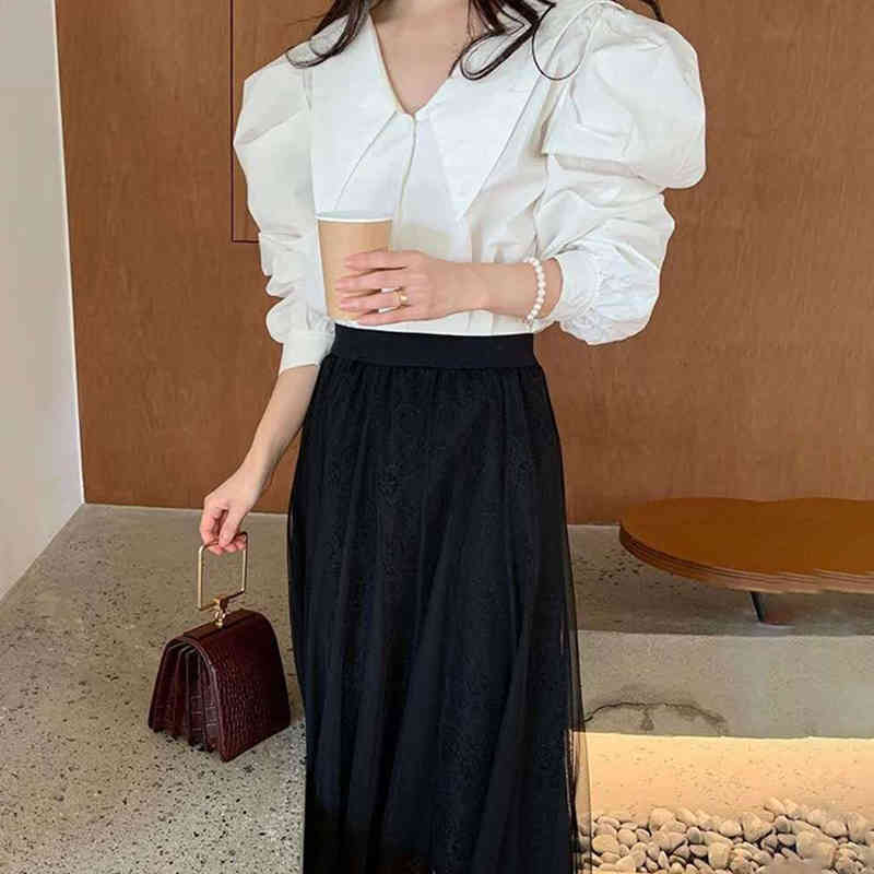 Nomikuma Women Blouse Causal Puff Sleeve Sweet Elegant Shirt Spring Turn-down Collar Korean Blusas Feminimos Top 6D996 210427