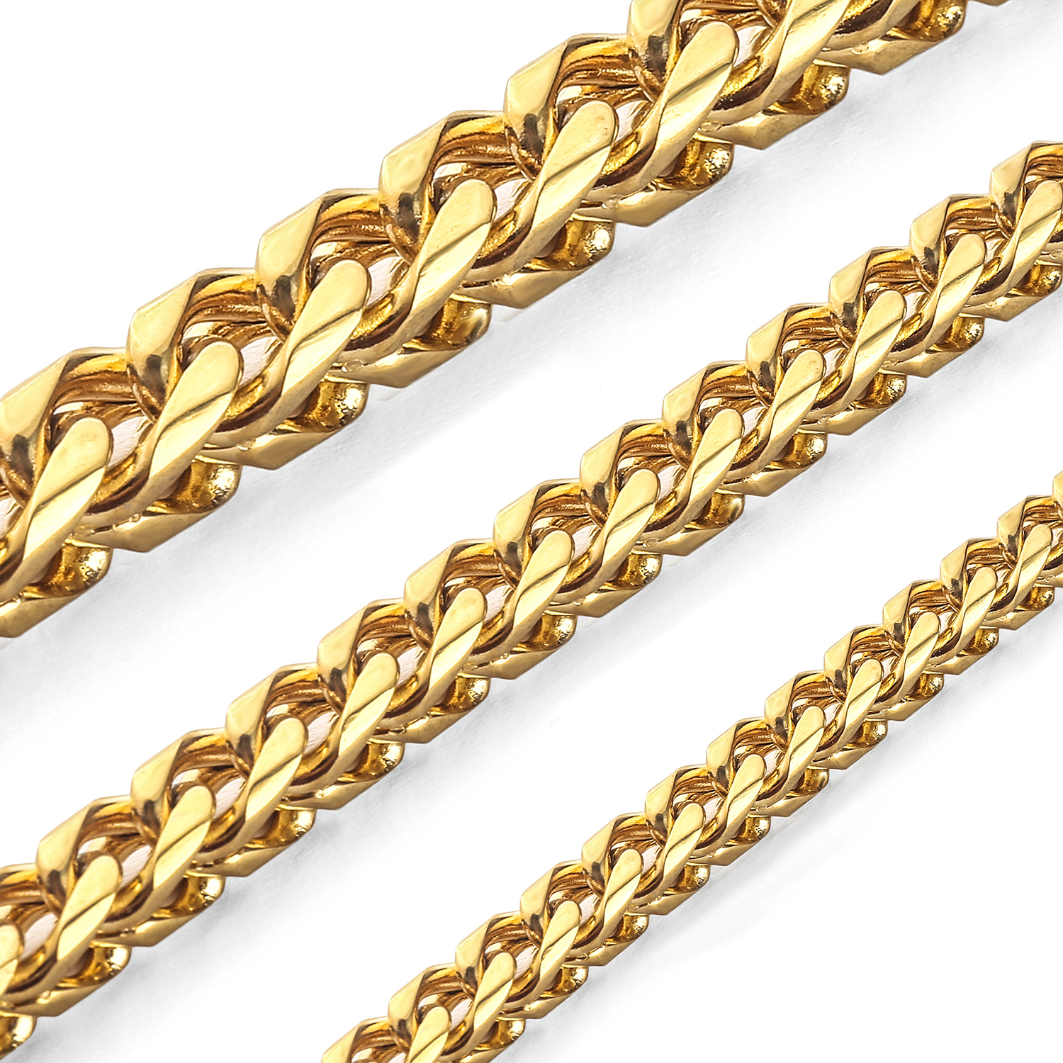 5mm 6mm 8mm Gold Stainless Steel Franco Box Curb Chain Link for Men Women Punk Necklace 1830 inch with velvet bag197o