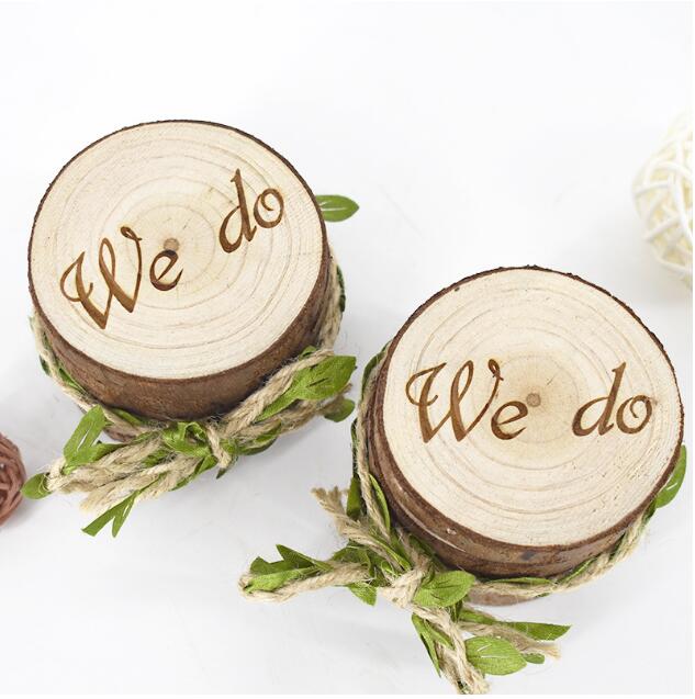 Rings Pillows Retro rural log wood ring box proposal engagement wedding decorations