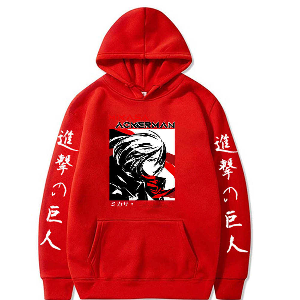 Final Season Attack on Titan Print Men Hoodies Sweatshirt Mikasa Ackerman Streetwear Pullover Hoody Y0804