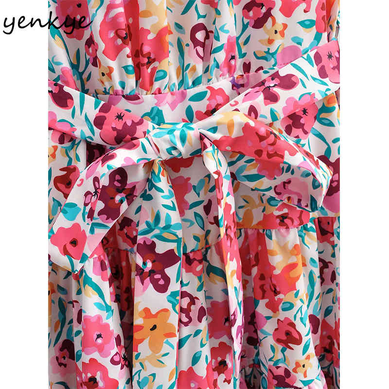 Multicolor Floral Print Halter Dress Women Sexy Sleeveless Sashes A-line Short Vestido Mujer Holiday Summer Beach Dresses 210430