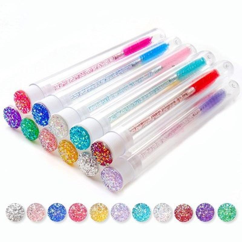 Makeup Brushes Reusable Eyebrow Brush Tube Disposable Eyelash Replaceable Dust-proof Sparkling Broken Diamond