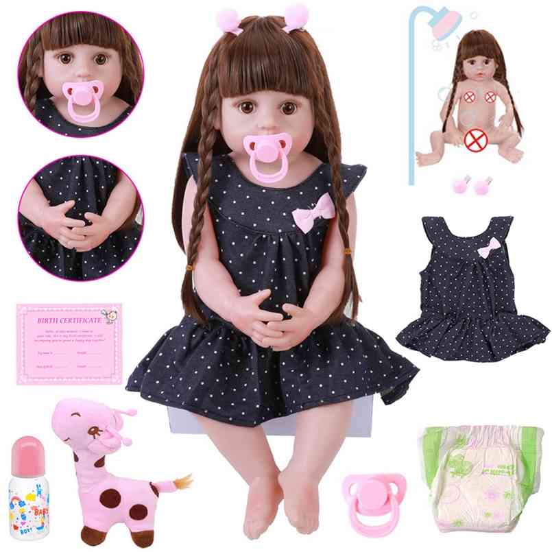 

56CM Reborn Baby Toddler Doll Realistic Adorable Babies DOLL Very Soft Full Body Silicone Dolls Bath Toy Bonecas Xmas Gift 210903