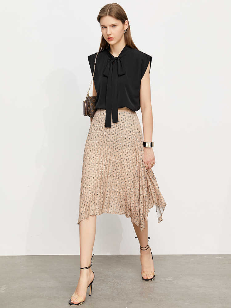 Minimalism Summer Women's Blouse Offical Lady Solid Bow Neck Chiffon Shirt Causal Tops 12140505 210527